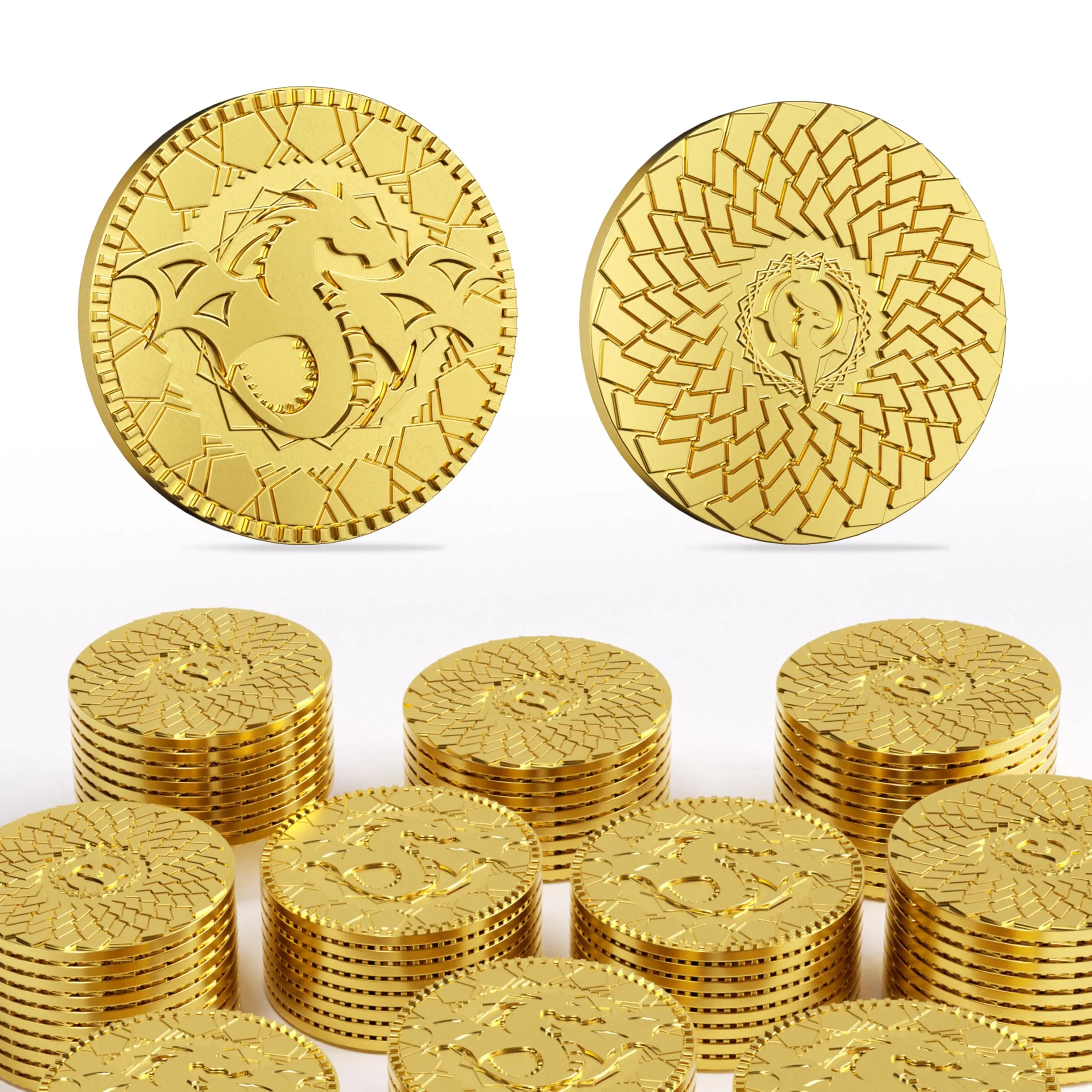 Byhoo 50 Monete in Metallo Oro e Custodia in Pelle per Dungeons & Dragons e Giochi di Ruolo - immagine 1
