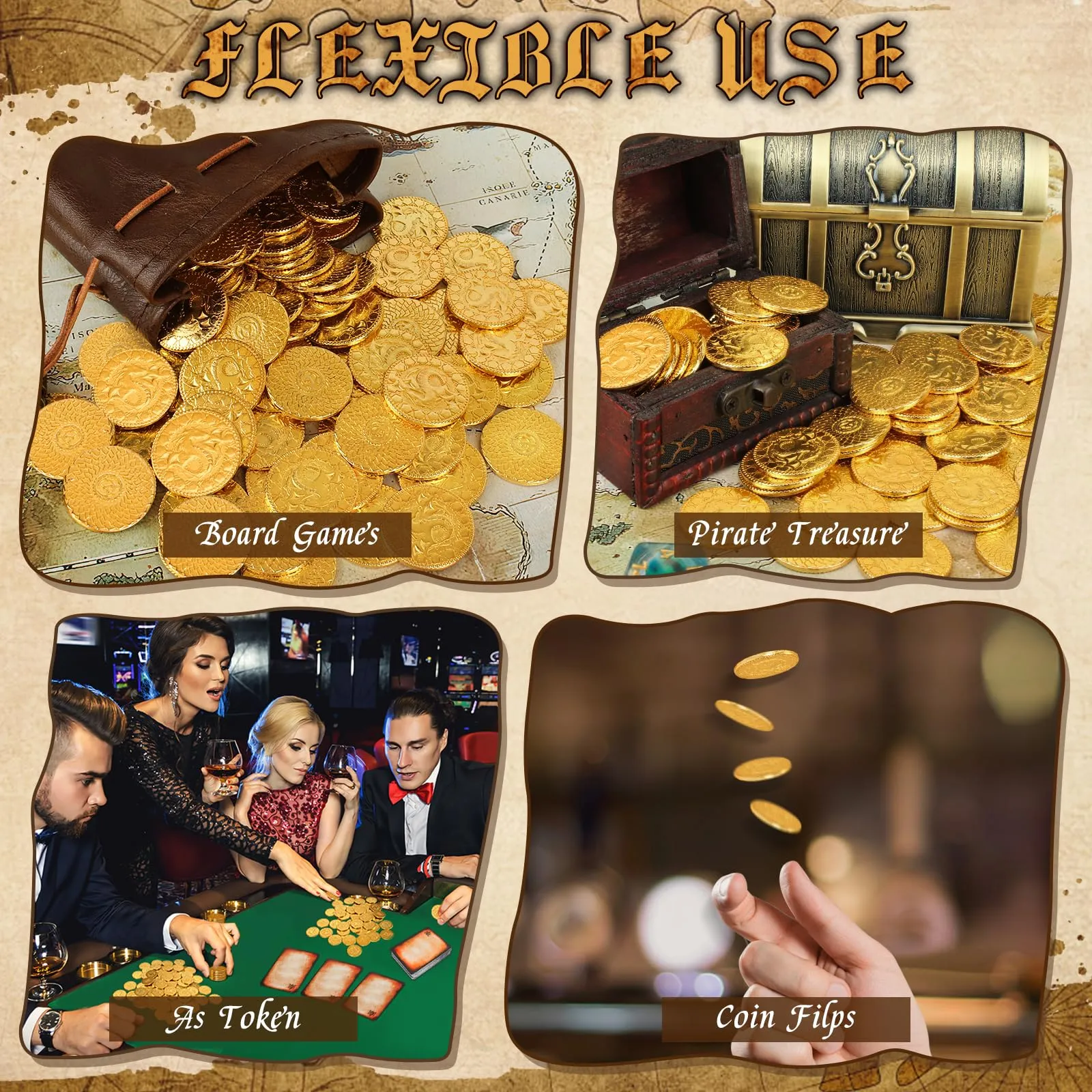Byhoo 50 Monete in Metallo Oro e Custodia in Pelle per Dungeons & Dragons e Giochi di Ruolo - immagine 5