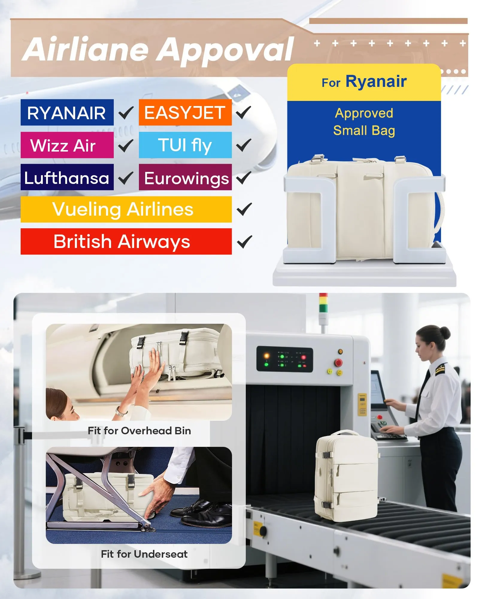 SZLX Zaino da Viaggio Sottovuoto con Pompa 40x30x20 per Ryanair Wizzair, Impermeabile con Scomparto Laptop 14 Pollici e Scomparto per Scarpe - immagine 2