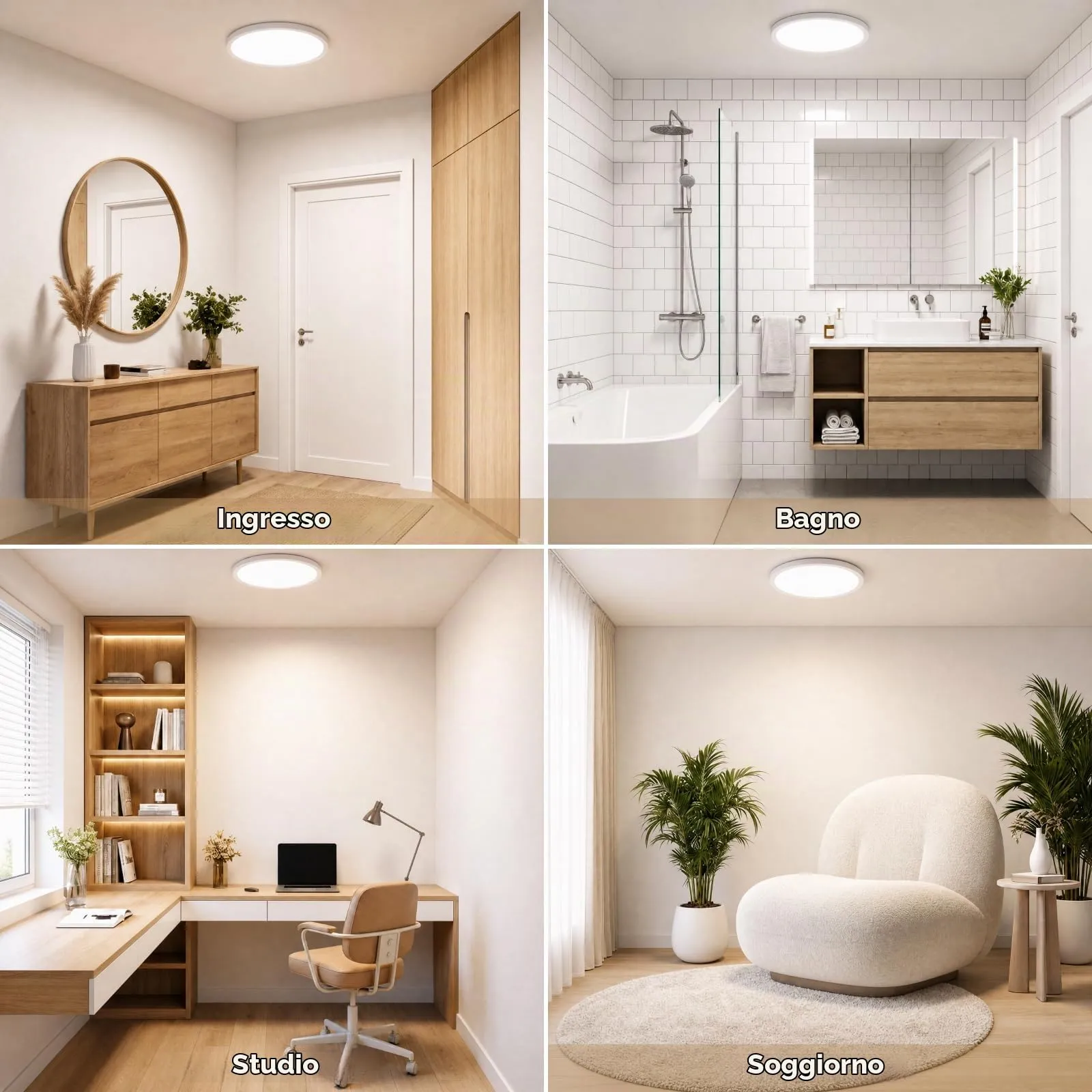 LQWELL Plafoniera LED Ultra Sottile Bianca 36W Ø40cm 3000K 4000K 6000K 3960LM - immagine 7