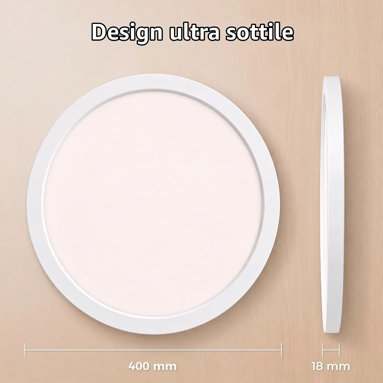 LQWELL Plafoniera LED Ultra Sottile Bianca 36W Ø40cm 3000K 4000K 6000K 3960LM - immagine 8