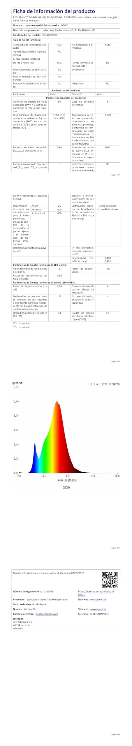 LQWELL Plafoniera LED Ultra Sottile, 60cm, 50W, 3000K, Bianco - immagine 11