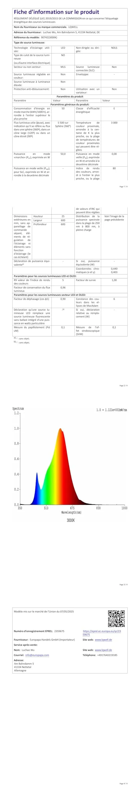 LQWELL Plafoniera LED Ultra Sottile, 60cm, 50W, 3000K, Bianco - immagine 12