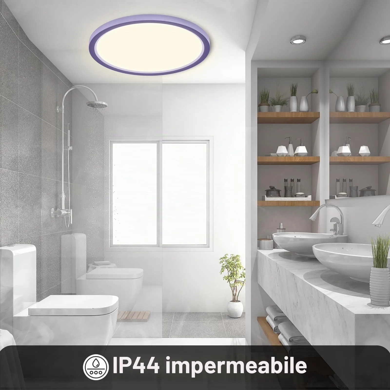 LQWELL Plafoniera LED Rotonda Piatta IP44, 18W 4000K 1980LM, 220 x 18mm - immagine 6