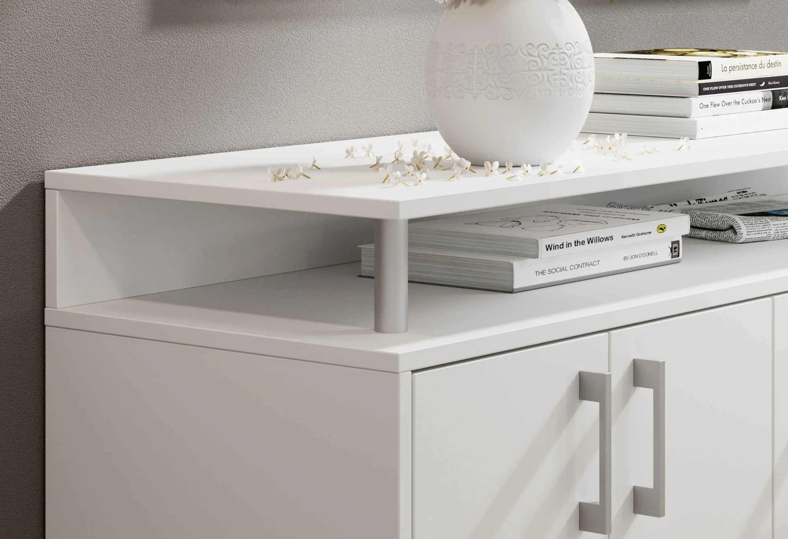 Avanti Trendstore Doro Cassettiera da Ingresso, Comò con 4 Ante e 3 Cassetti in Legno Truciolare, 139x90x34 cm - immagine 4