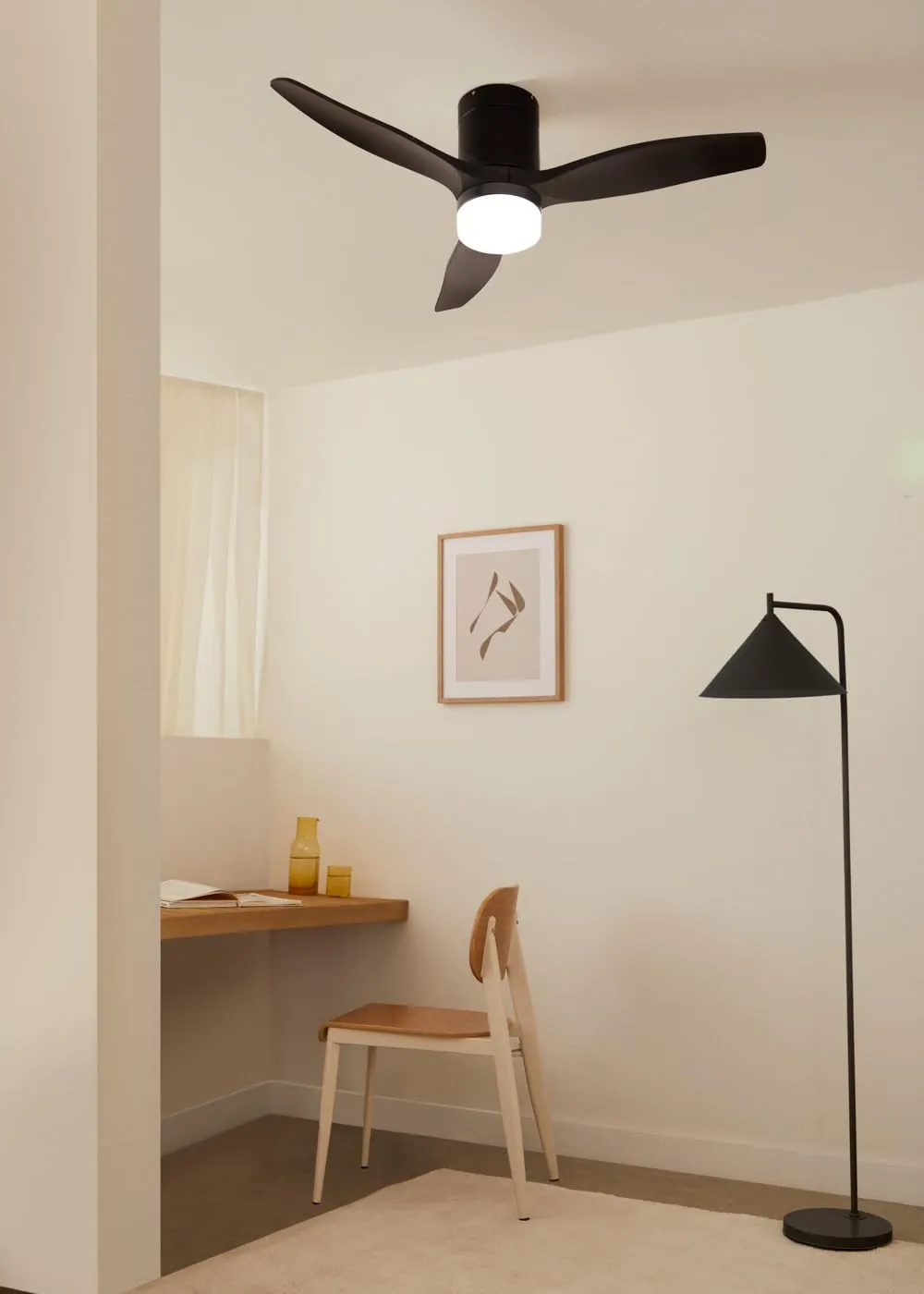 CREATE WinDCalm Ventilatore da soffitto ABS con luce, nero, 40W, Ø112 cm, telecomando, 6 velocità, 3 temperature di luce, temporizzatore, funzione estate-inverno - immagine 2