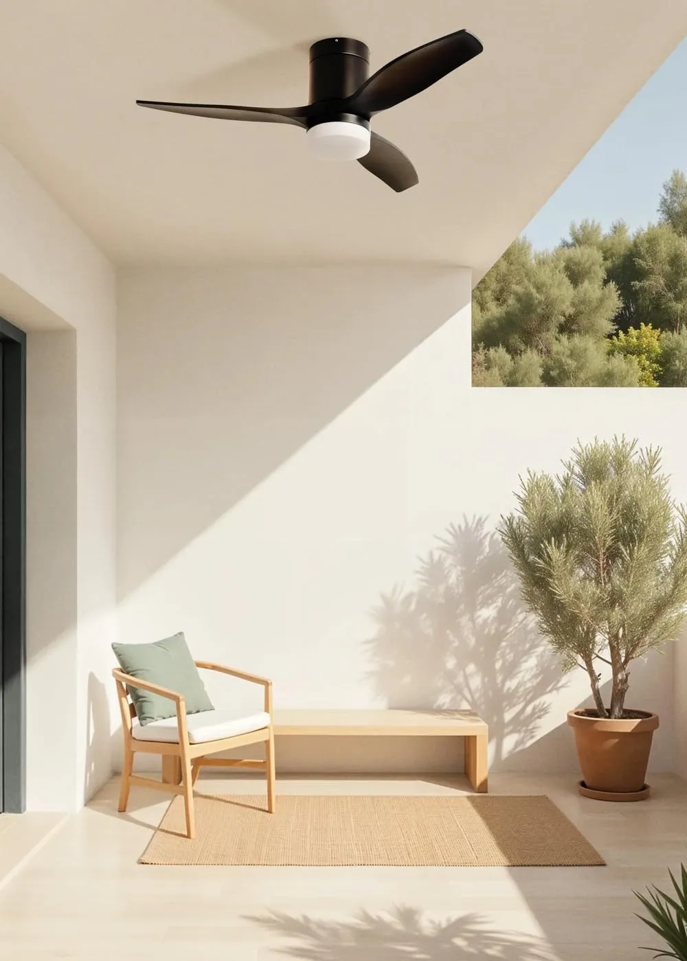 CREATE WinDCalm Ventilatore da soffitto ABS con luce, nero, 40W, Ø112 cm, telecomando, 6 velocità, 3 temperature di luce, temporizzatore, funzione estate-inverno - immagine 3