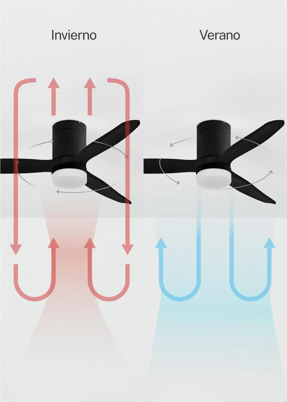 CREATE Windcalm Ventilatore da soffitto con luce, Nero, Wifi e telecomando, 40W, Ø112 cm, 6 velocità, 3 temperature di luce, funzione estate-inverno - immagine 6