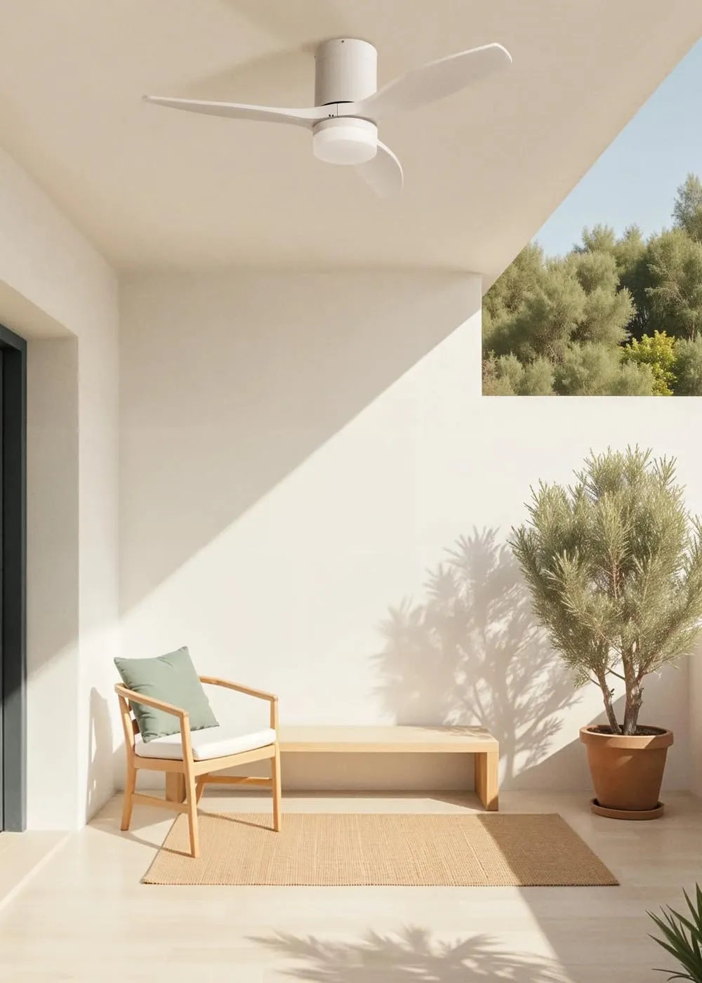 CREATE Windcalm Ventilatore da soffitto ABS con luce, Wifi e telecomando, 40W, Bianco, 112 cm - immagine 3