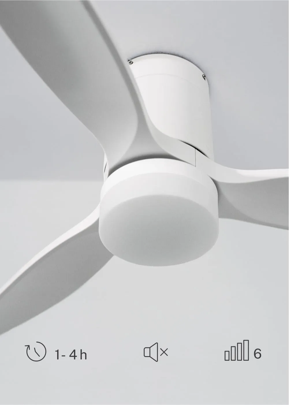 CREATE Windcalm Ventilatore da soffitto ABS con luce, Wifi e telecomando, 40W, Bianco, 112 cm - immagine 6