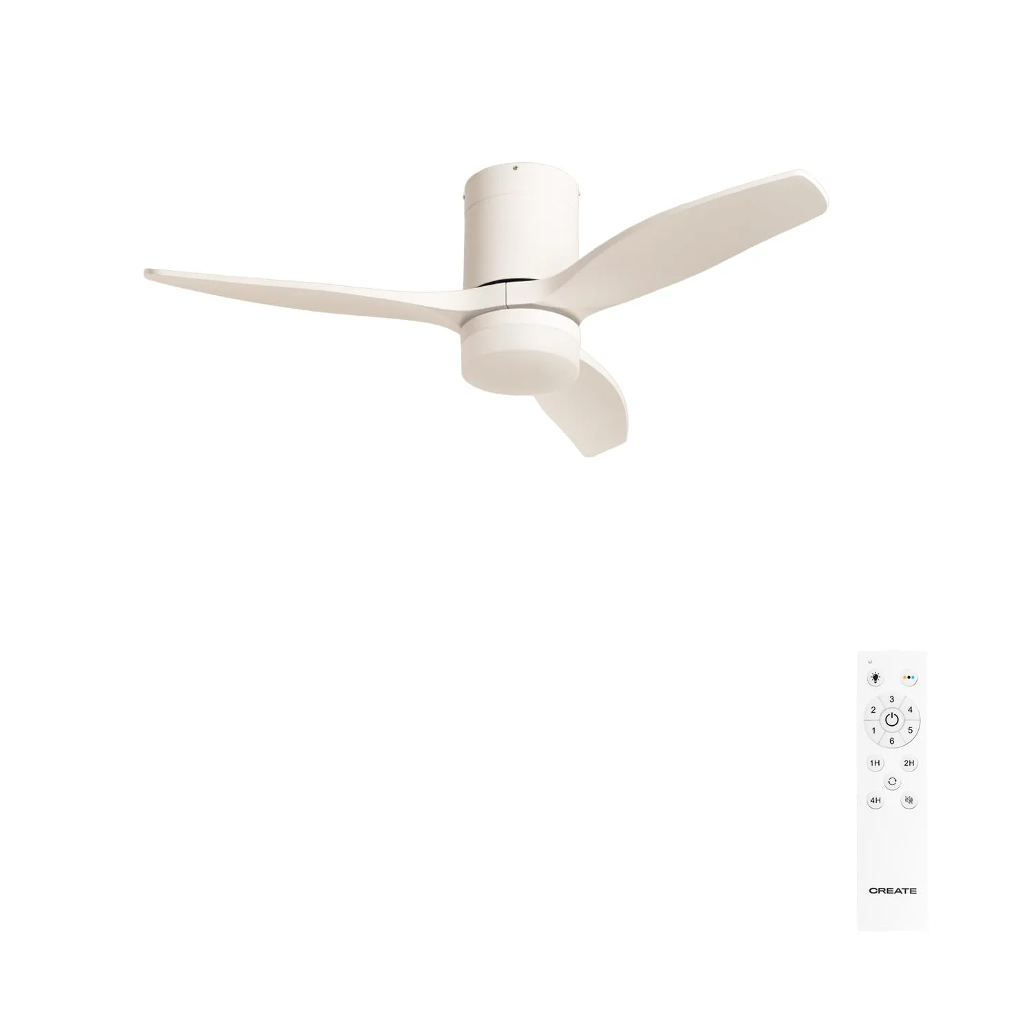 CREATE WinDCalm Ventilatore da soffitto ABS con luce, Bianco, 40W, 112 cm, telecomando - immagine 1
