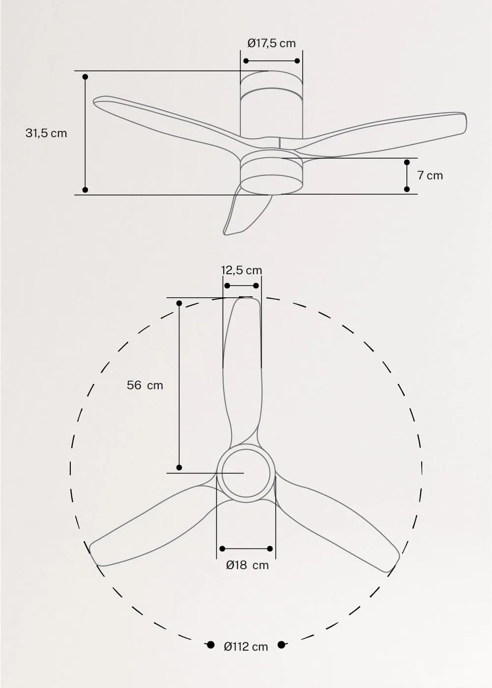 CREATE WinDCalm Ventilatore da soffitto ABS con luce, Bianco, 40W, 112 cm, telecomando - immagine 9