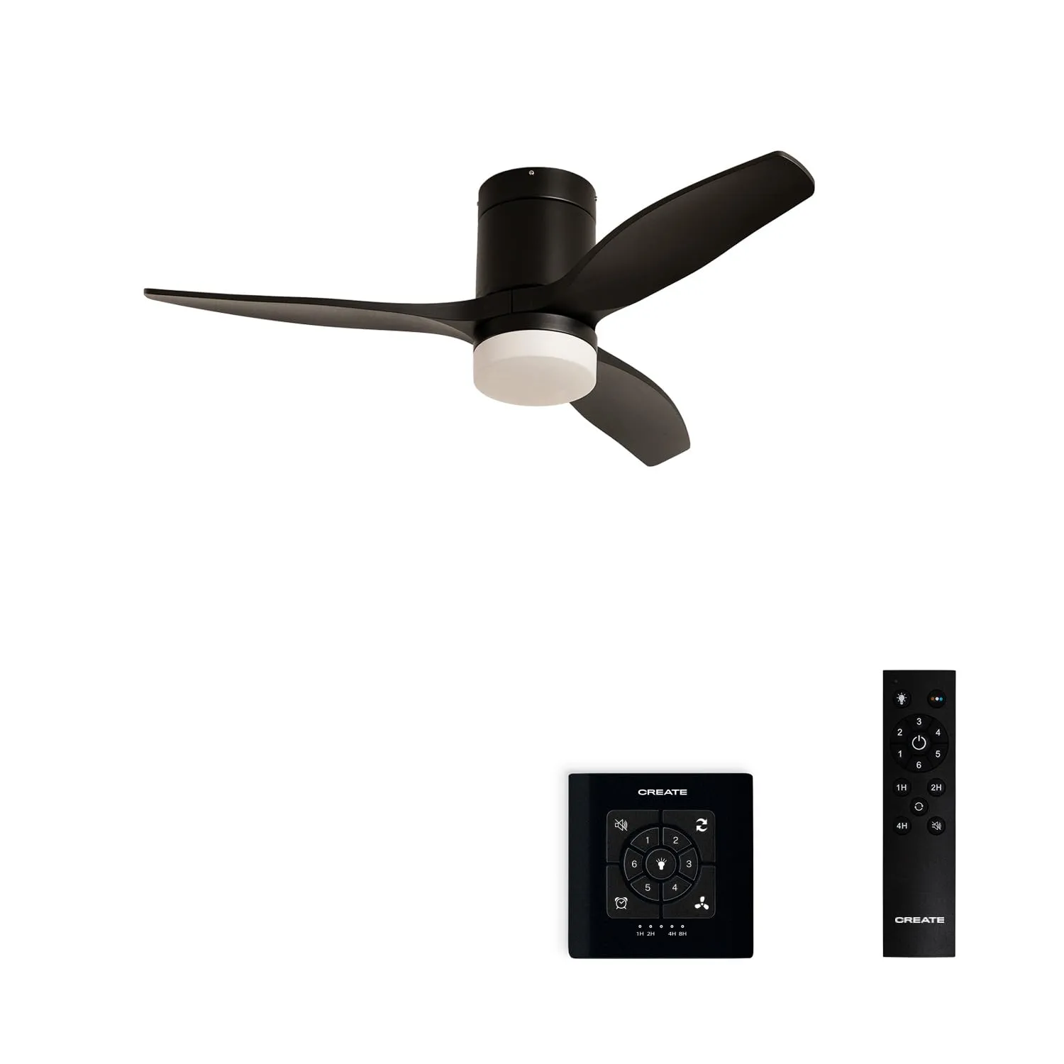 CREATE Windcalm Ventilatore da soffitto con luce, nero, 40W, 112 cm, 6 velocità, 3 temperature di luce, telecomando - immagine 1
