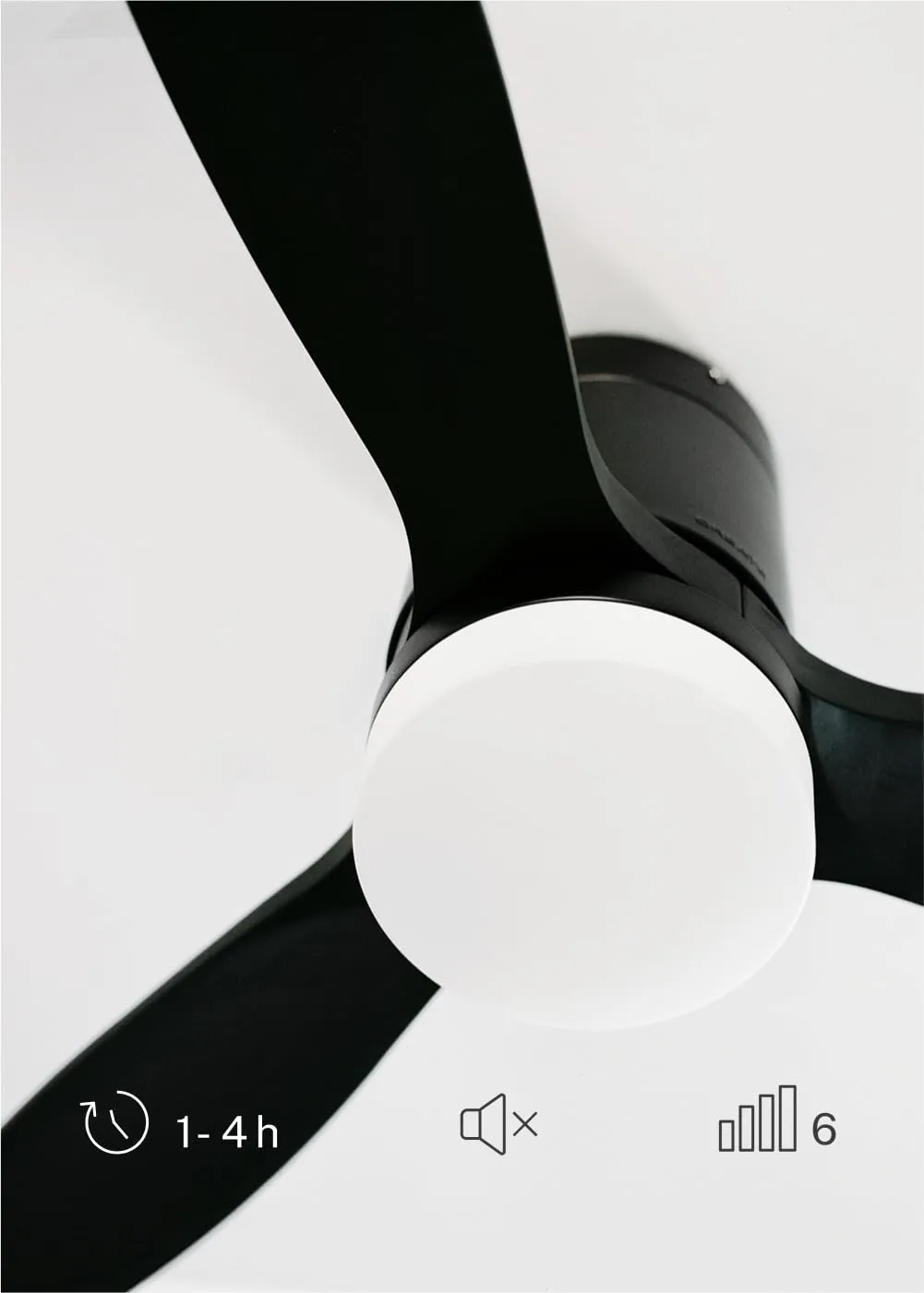 CREATE Windcalm Ventilatore da soffitto con luce, nero, 40W, 112 cm, 6 velocità, 3 temperature di luce, telecomando - immagine 5