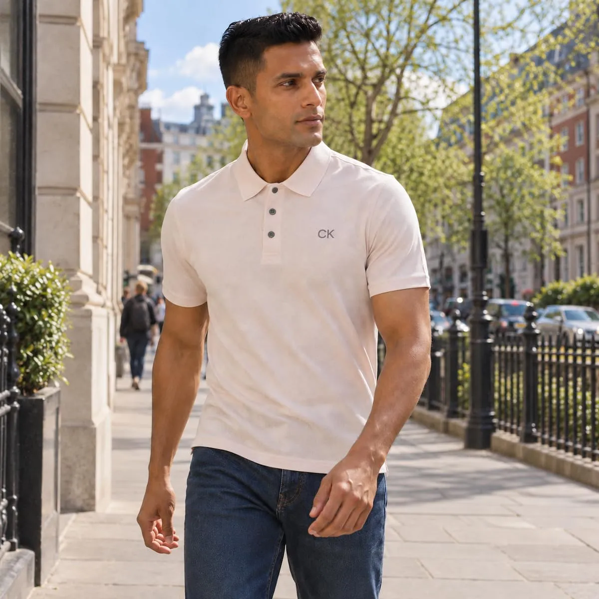 Calvin Klein Uomo Central Eco Light Wicking Polo - Stone - 3XL - immagine 3