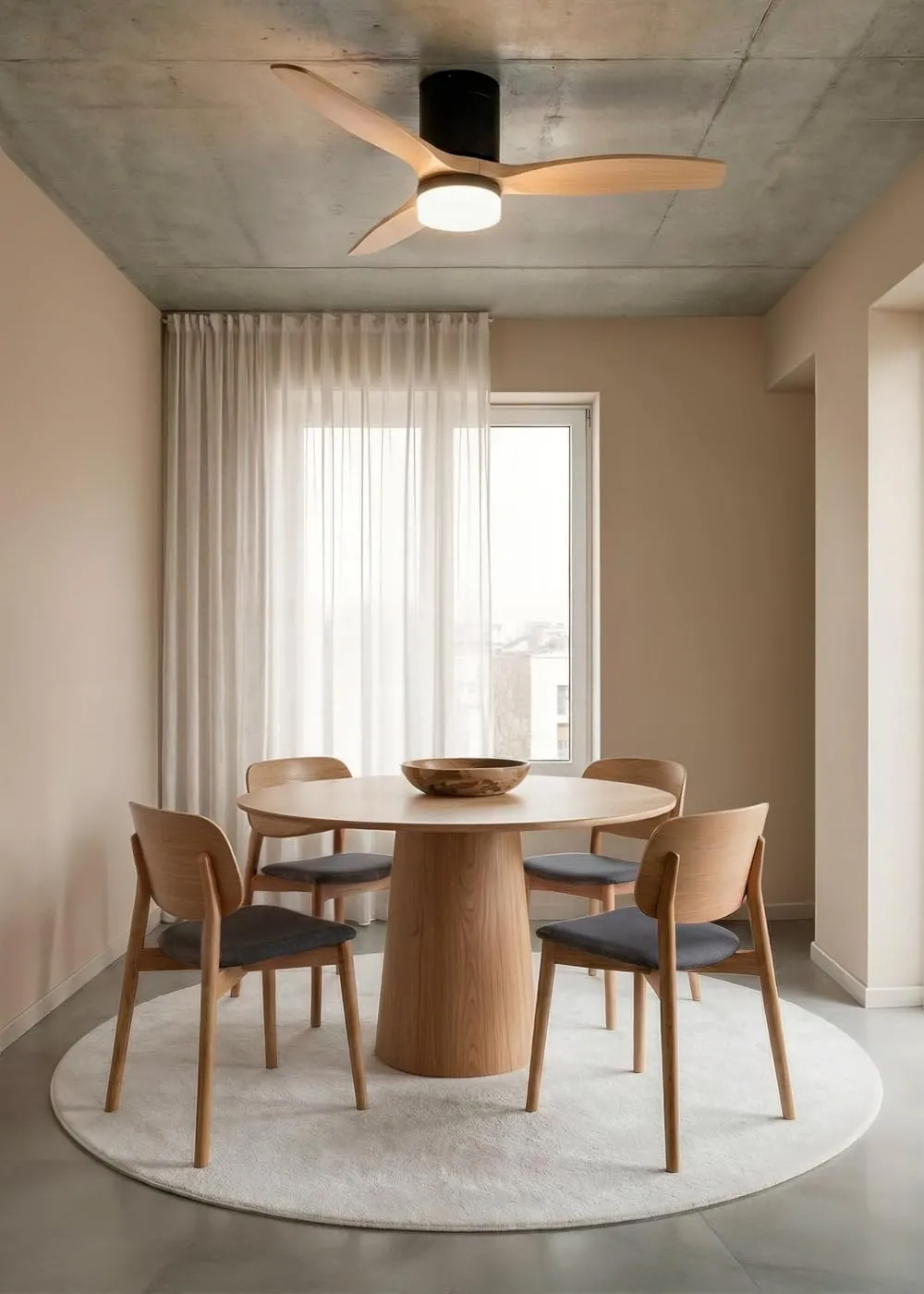 CREATE Windcalm Ventilatore da soffitto ABS con luce, Nero e Effetto Legno Chiaro, Wifi e Telecomando, 40W, Ø112 cm, 6 velocità, 3 temperature di luce, funzione estate-inverno - immagine 2