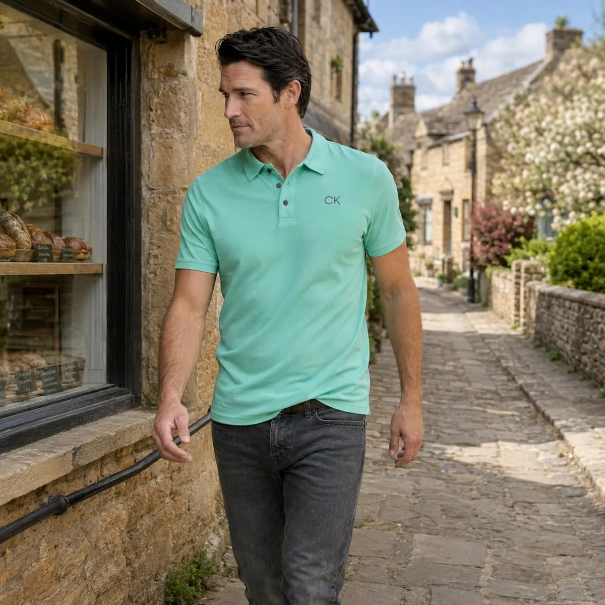 Calvin Klein Uomo Central Eco Light Wicking Polo - Menta - 3XL - immagine 3