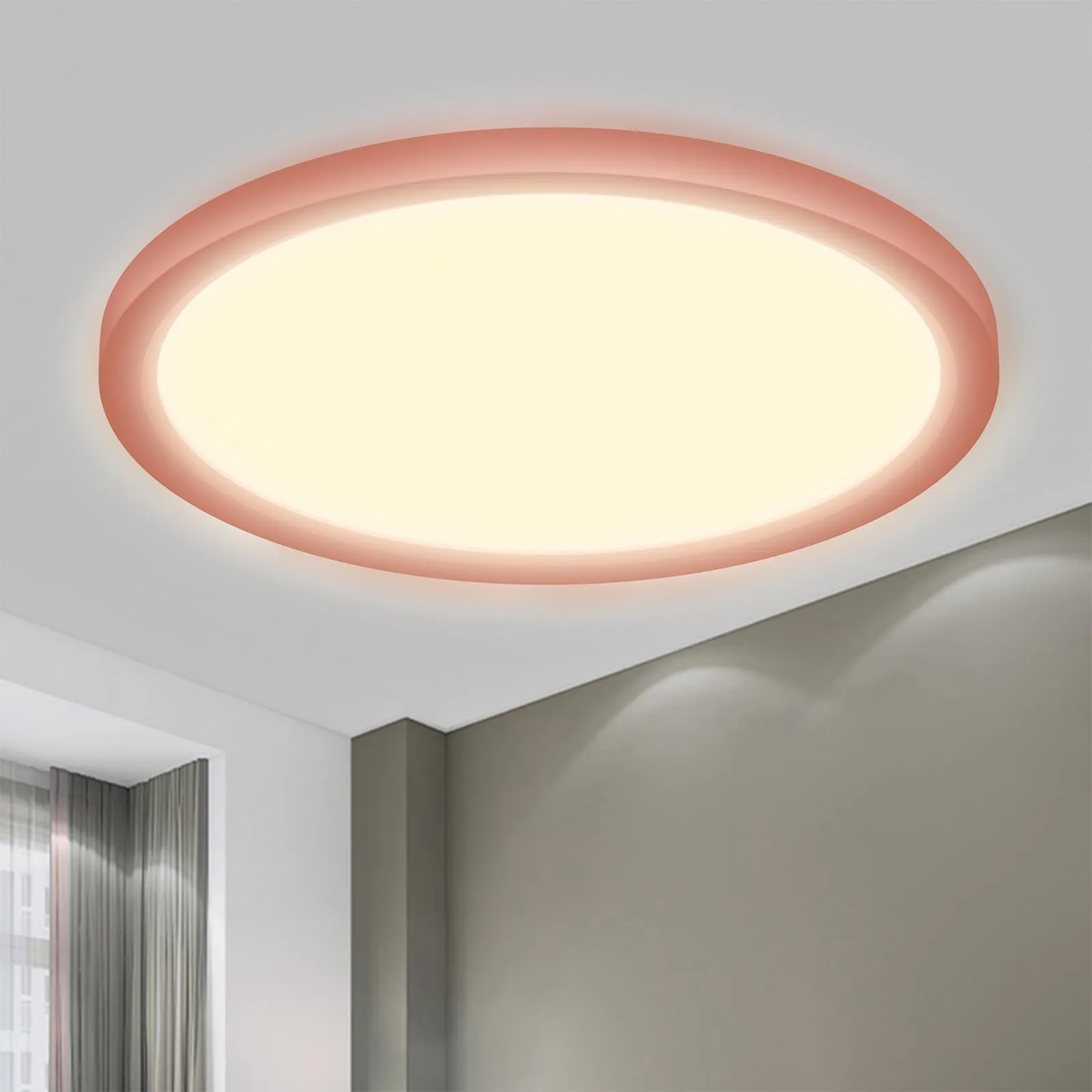 LQWELL Plafoniera LED Ultra Sottile Rosa 22cm 18W 3000K - immagine 1