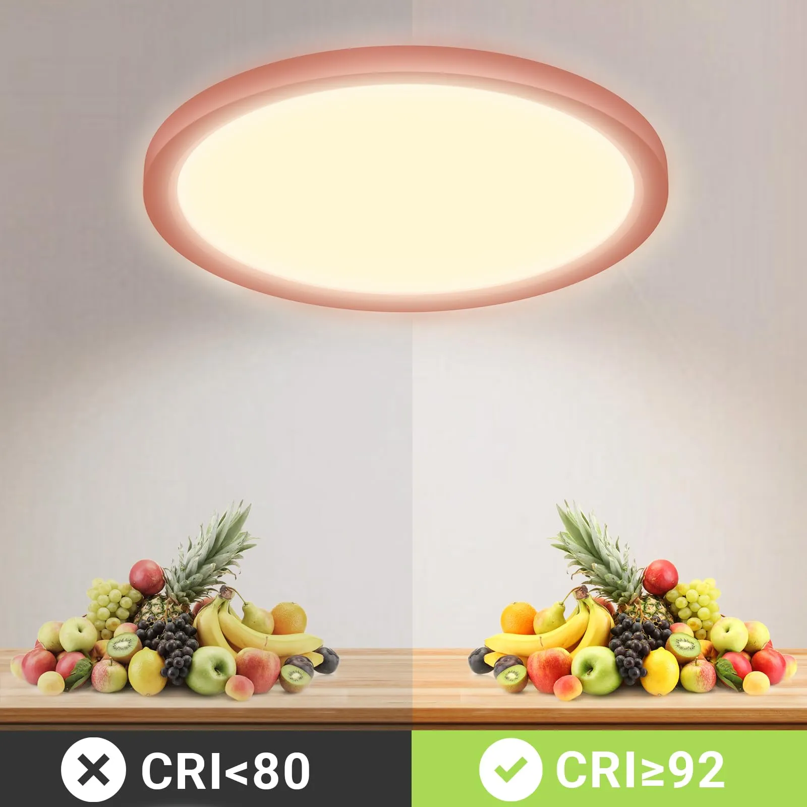 LQWELL Plafoniera LED Ultra Sottile Rosa 22cm 18W 3000K - immagine 4