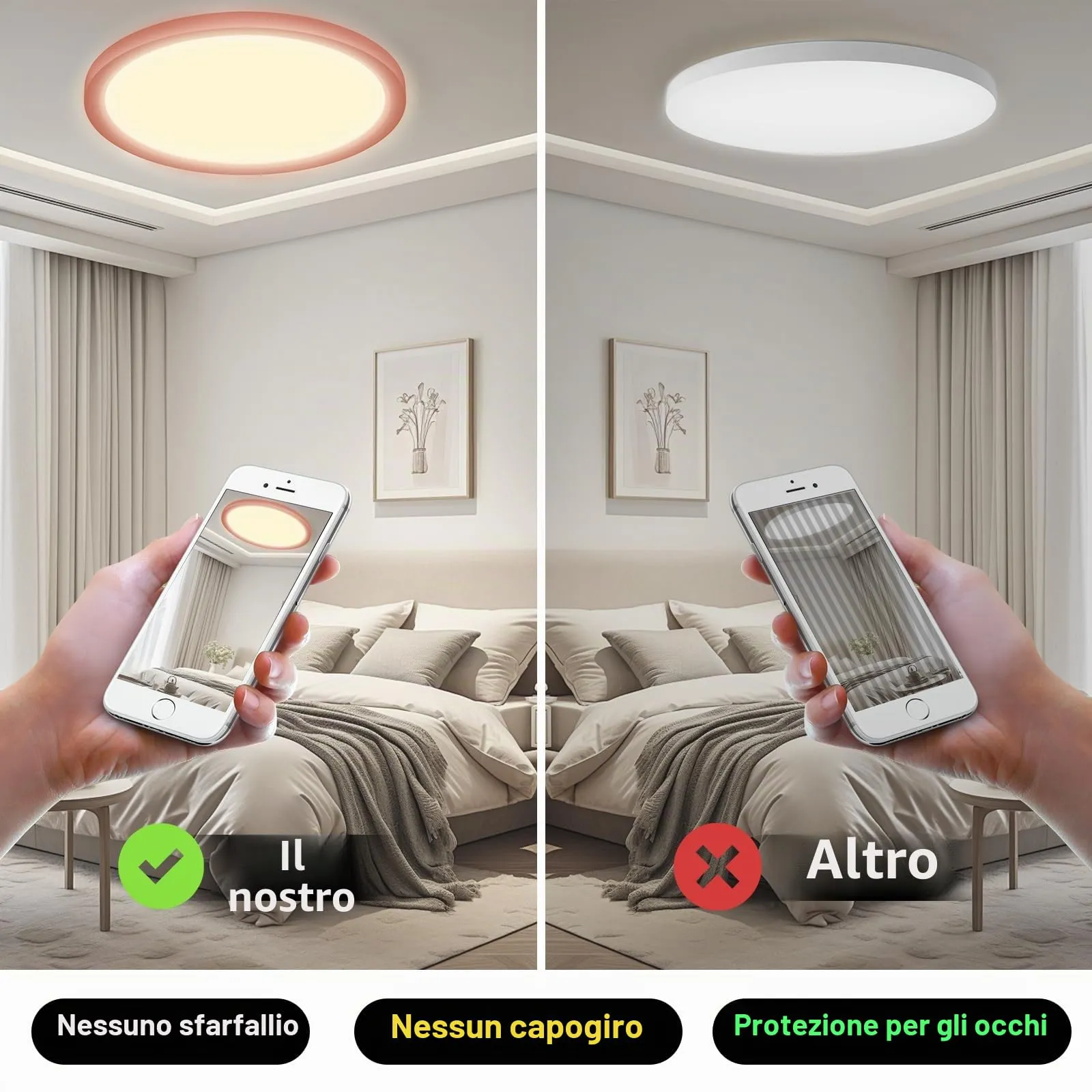 LQWELL Plafoniera LED Ultra Sottile Rosa 22cm 18W 3000K - immagine 5