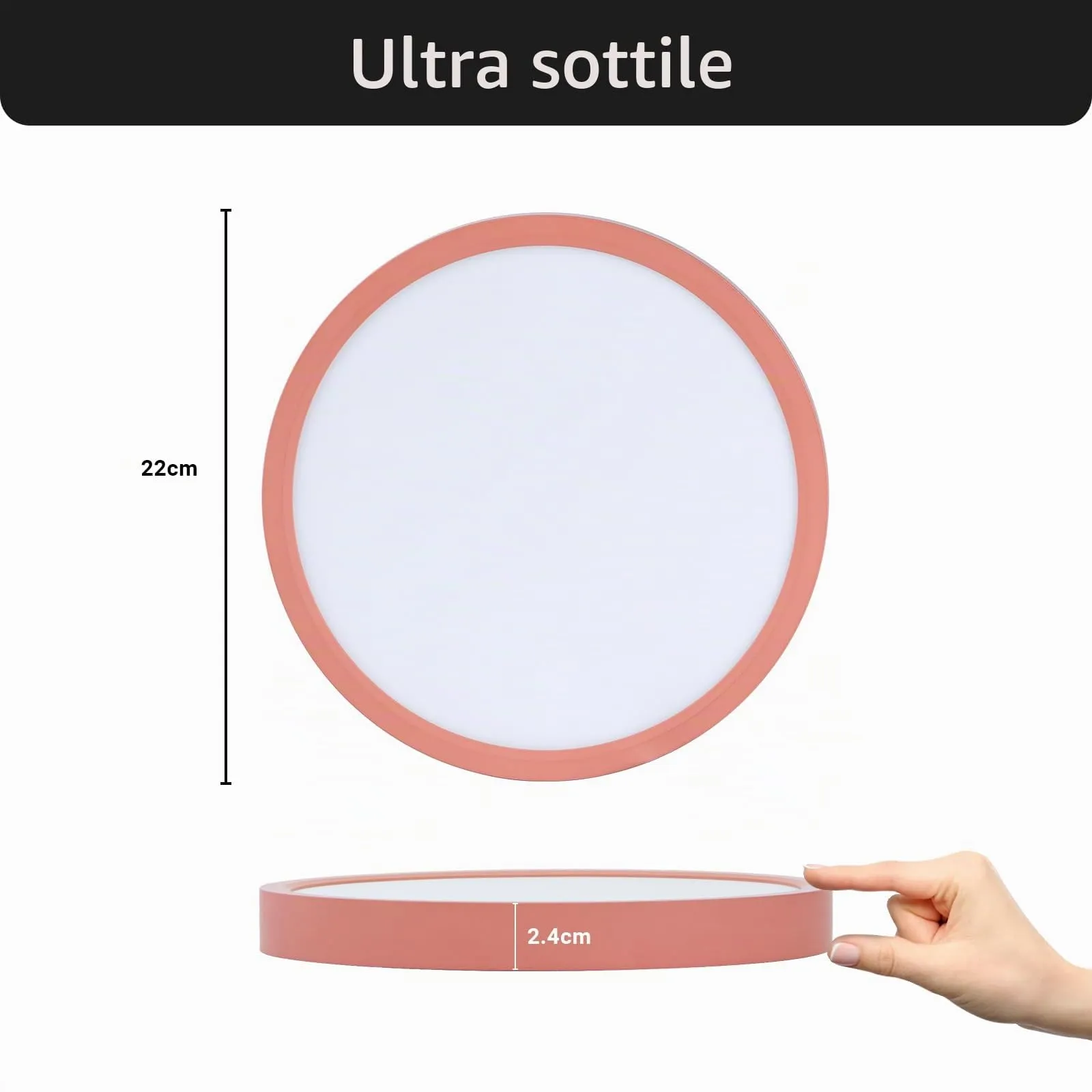 LQWELL Plafoniera LED Ultra Sottile Rosa 22cm 18W 3000K - immagine 6