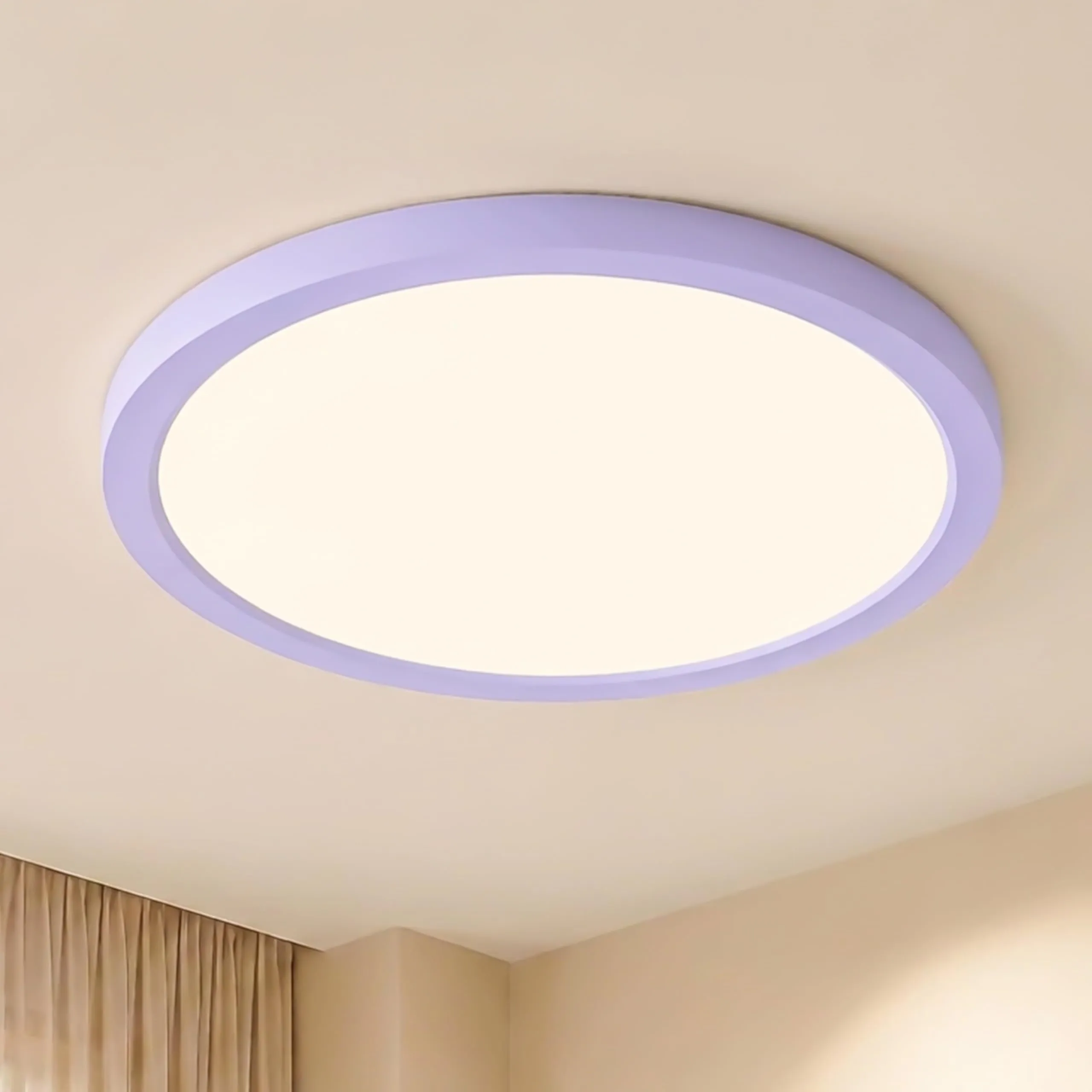 LQWELL Plafoniera LED Ultra Sottile Viola 22cm 18W 4000K, Confezione da 2 - immagine 1