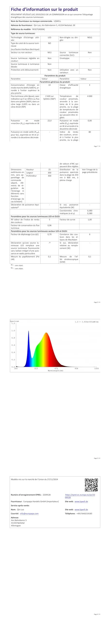 LQWELL Plafoniera LED Ultra Sottile Bianco 30cm 23W 4000K - immagine 11