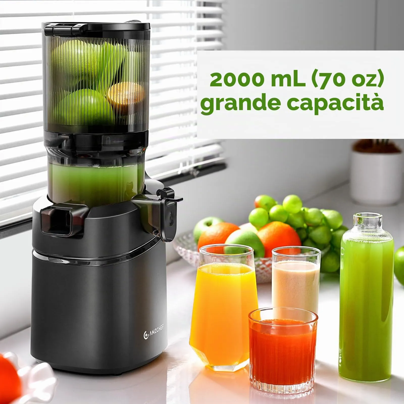 AMZCHEF Estrattore di Succo Automatico SJ-036, 145mm Ampia Apertura, 250W - immagine 3