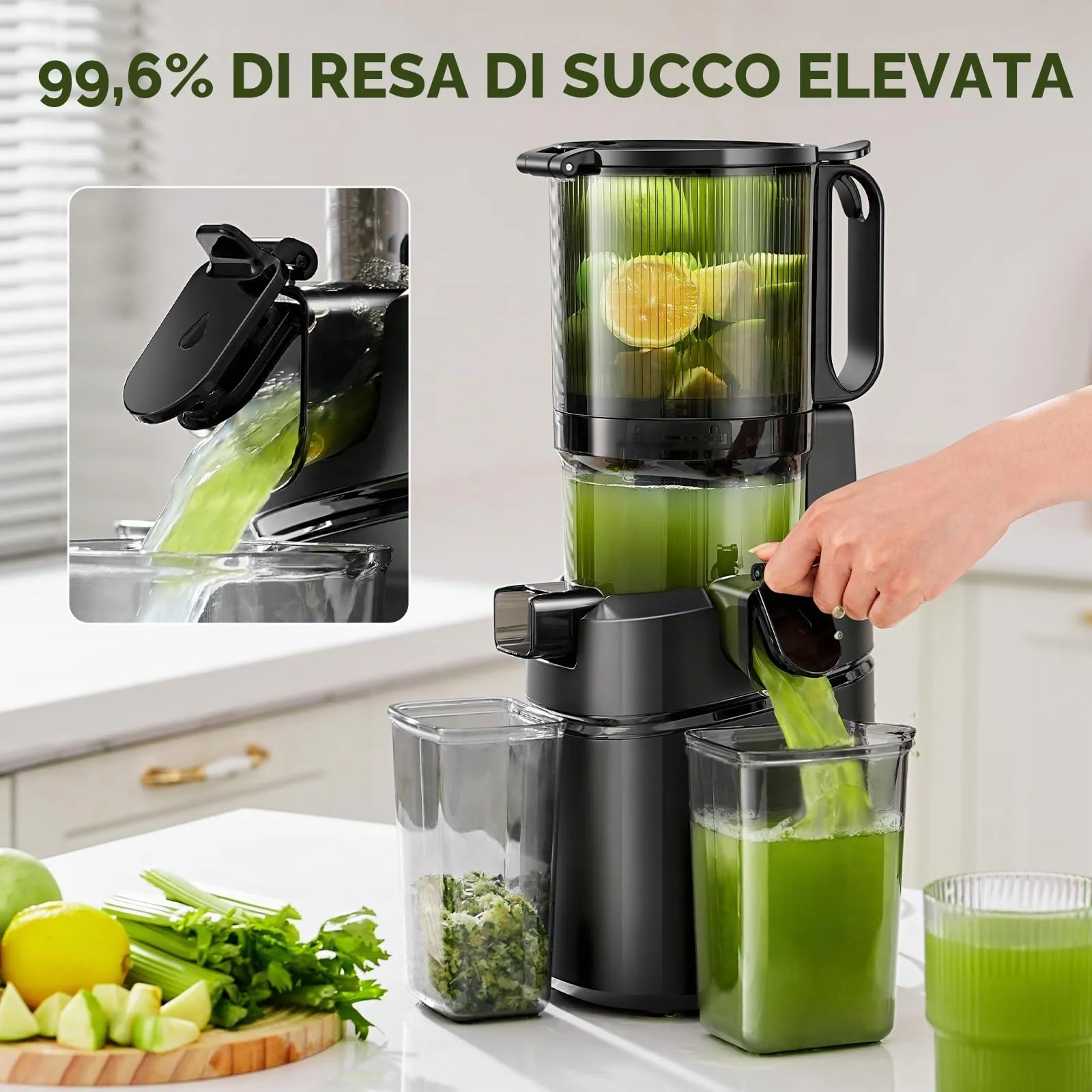 AMZCHEF Estrattore di Succo Automatico SJ-036, 145mm Ampia Apertura, 250W - immagine 4
