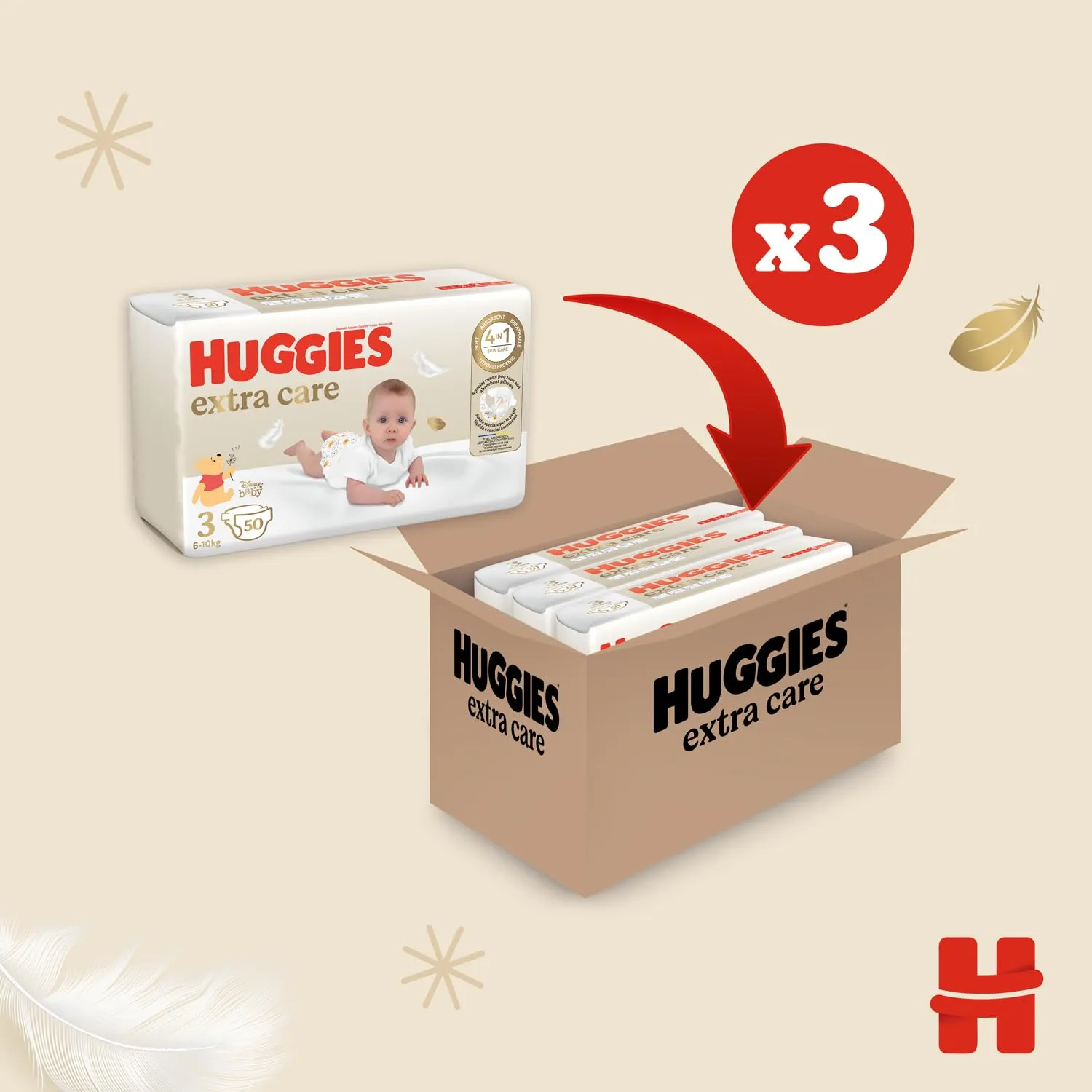 Huggies Extra Care Pannolini Taglia 3 (6-10kg) Disney, 150 Pz - immagine 2