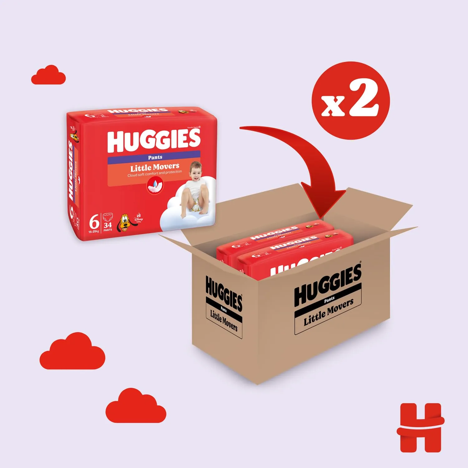 Huggies Little Movers Pannolino Mutandina, Taglia 6 (15-25 Kg), 68 Pz - immagine 2