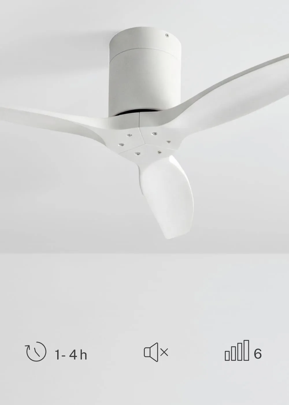 CREATE Windcalm Ventilatore da soffitto ABS bianco con Wifi e telecomando, 40W, Ø112 cm, 6 velocità, temporizzatore, funzione estate-inverno - immagine 5