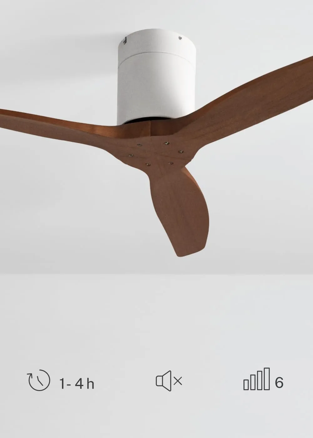 CREATE Windcalm Ventilatore da Soffitto ABS Bianco e Legno Scuro, 40W, Ø112 cm, 6 velocità, con Telecomando - immagine 5