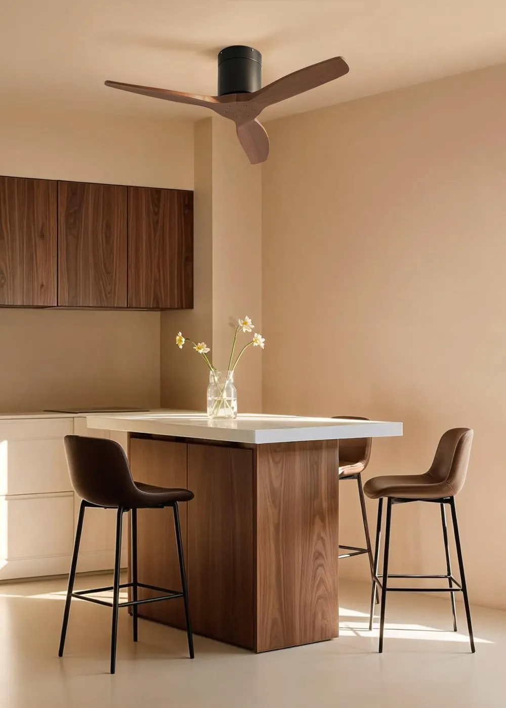 CREATE Windcalm Ventilatore da soffitto ABS Nero Effetto Legno Scuro, 40W, Ø112 cm, 6 velocità, con telecomando - immagine 2