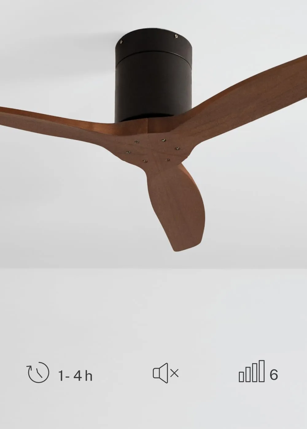 CREATE Windcalm Ventilatore da soffitto ABS Nero Effetto Legno Scuro, 40W, Ø112 cm, 6 velocità, con telecomando - immagine 5