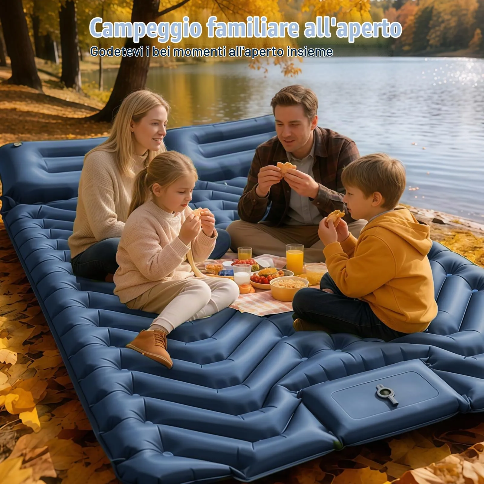 Realky Materassino da campeggio gonfiabile per 2 persone, 195 x 135 x 9 cm, con pompa a piedi, PW-4BX3 - immagine 7