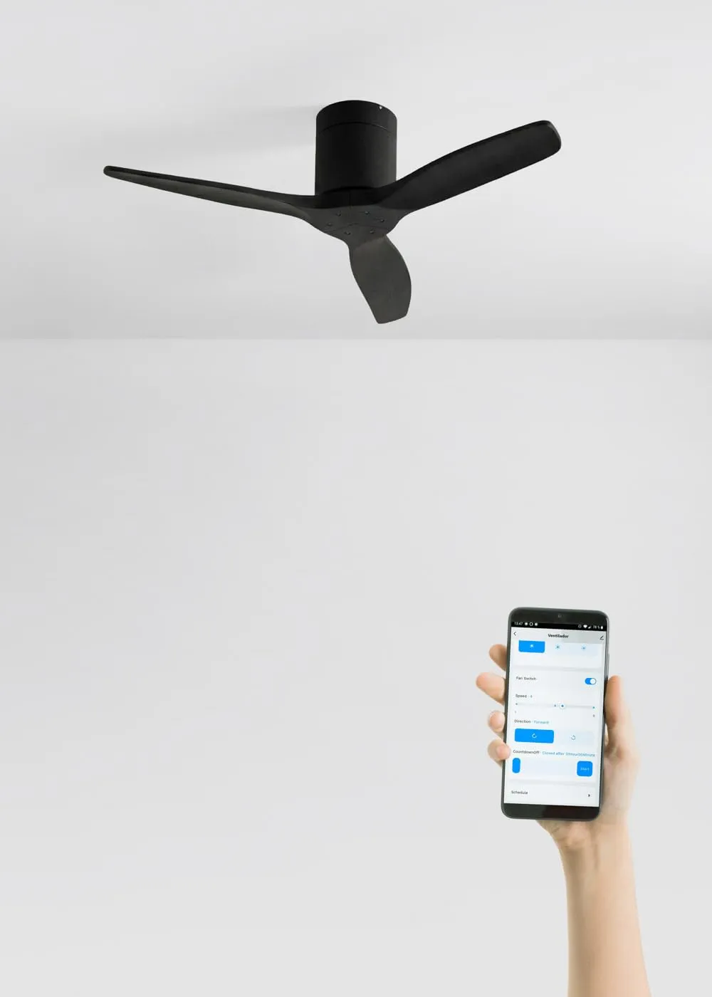 CREATE Windcalm Ventilatore da Soffitto ABS Nero con Wifi e Telecomando, 40W, Ø112 cm, 6 velocità, Temporizzatore, Funzione Estate-Inverno - immagine 3