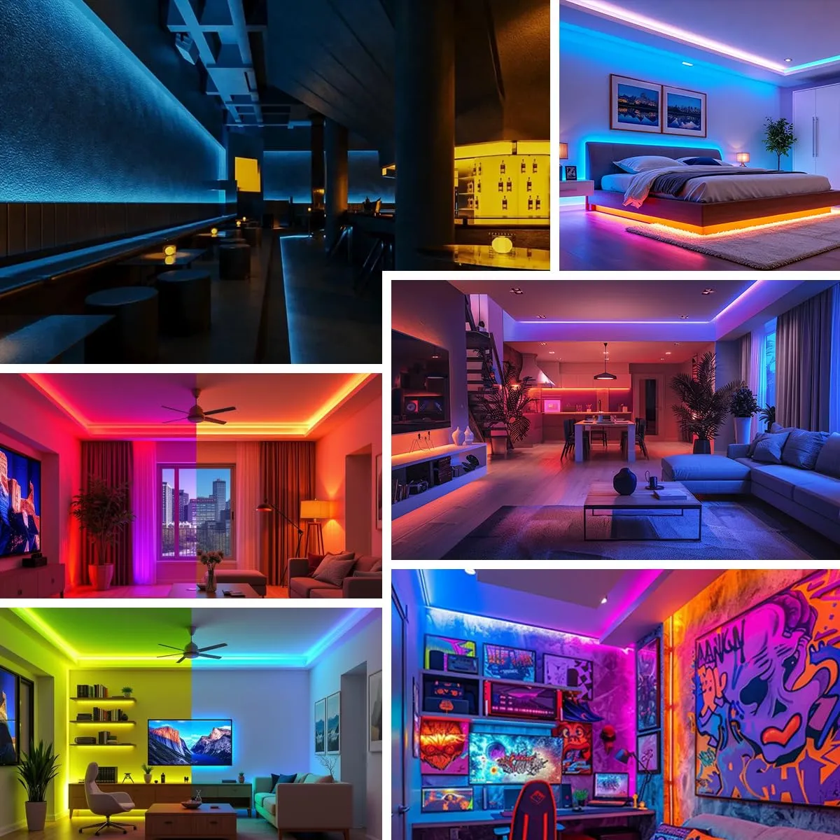 illuburg 24V LED COB RGB Strip 5m 576LED/m CRI90+ Dimmable Self-Adhesive Multicolored - immagine 7