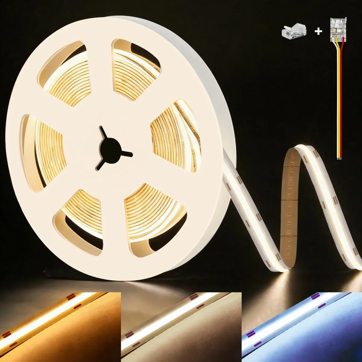 illuburg Striscia LED COB CCT 24V 2700K-6500K 5m 576LED/m CRI90+ Dimmerabile Autoadesiva - immagine 1