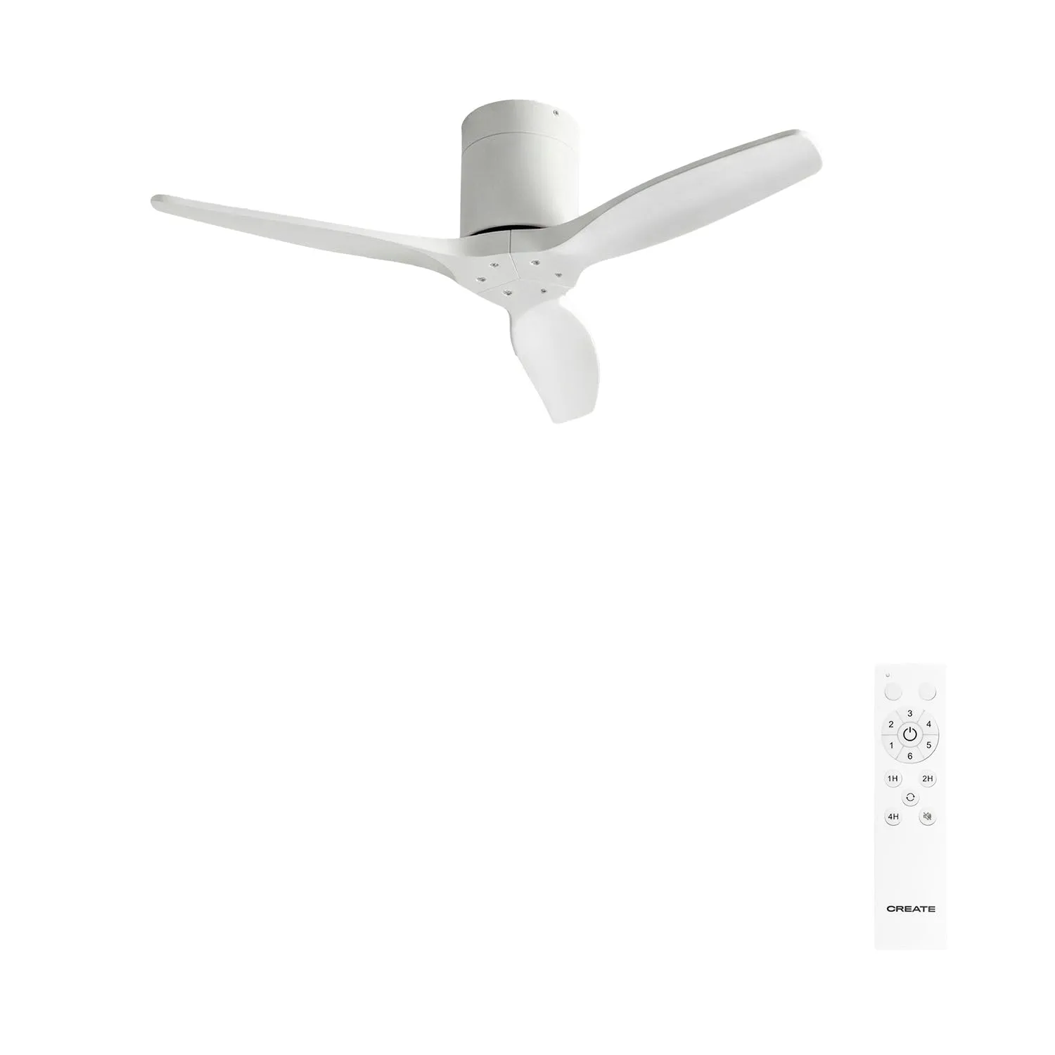 CREATE Windcalm Ventilatore da soffitto ABS, bianco, 40W, Ø112 cm, telecomando, 6 velocità, temporizzatore, funzione estate-inverno - immagine 1
