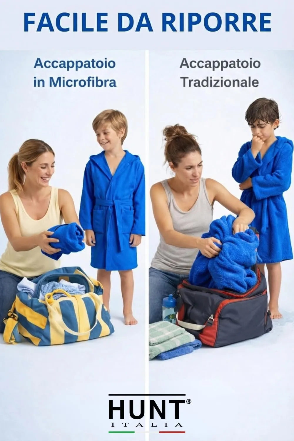 Intimitaly Accappatoio in Microfibra per Bambini, 6-8 anni, Azzurro - immagine 4