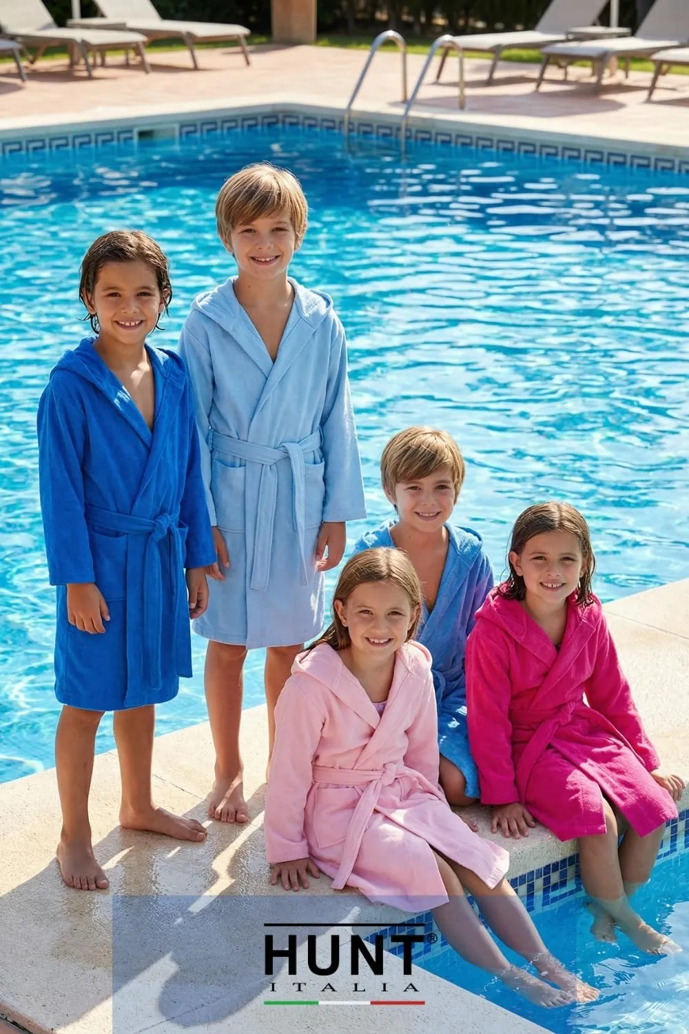 Intimitaly Accappatoio in Microfibra per Bambini, 10-12 anni, Azzurro - immagine 6