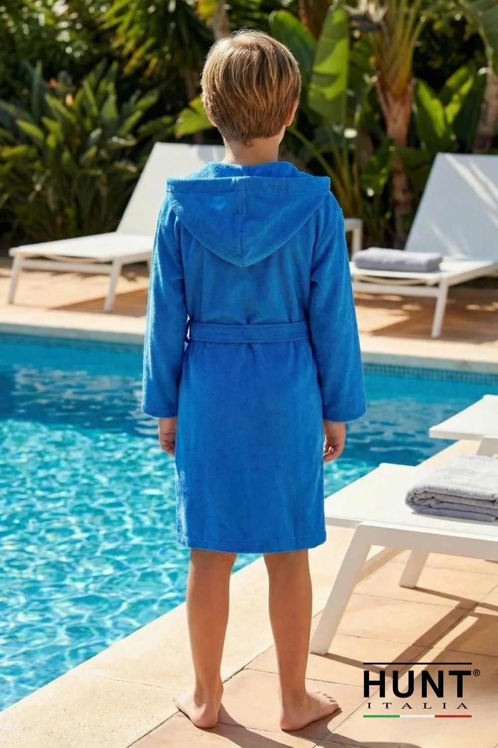 Intimitaly Accappatoio in Microfibra per Bambini, 8-10 anni, Azzurro - immagine 2