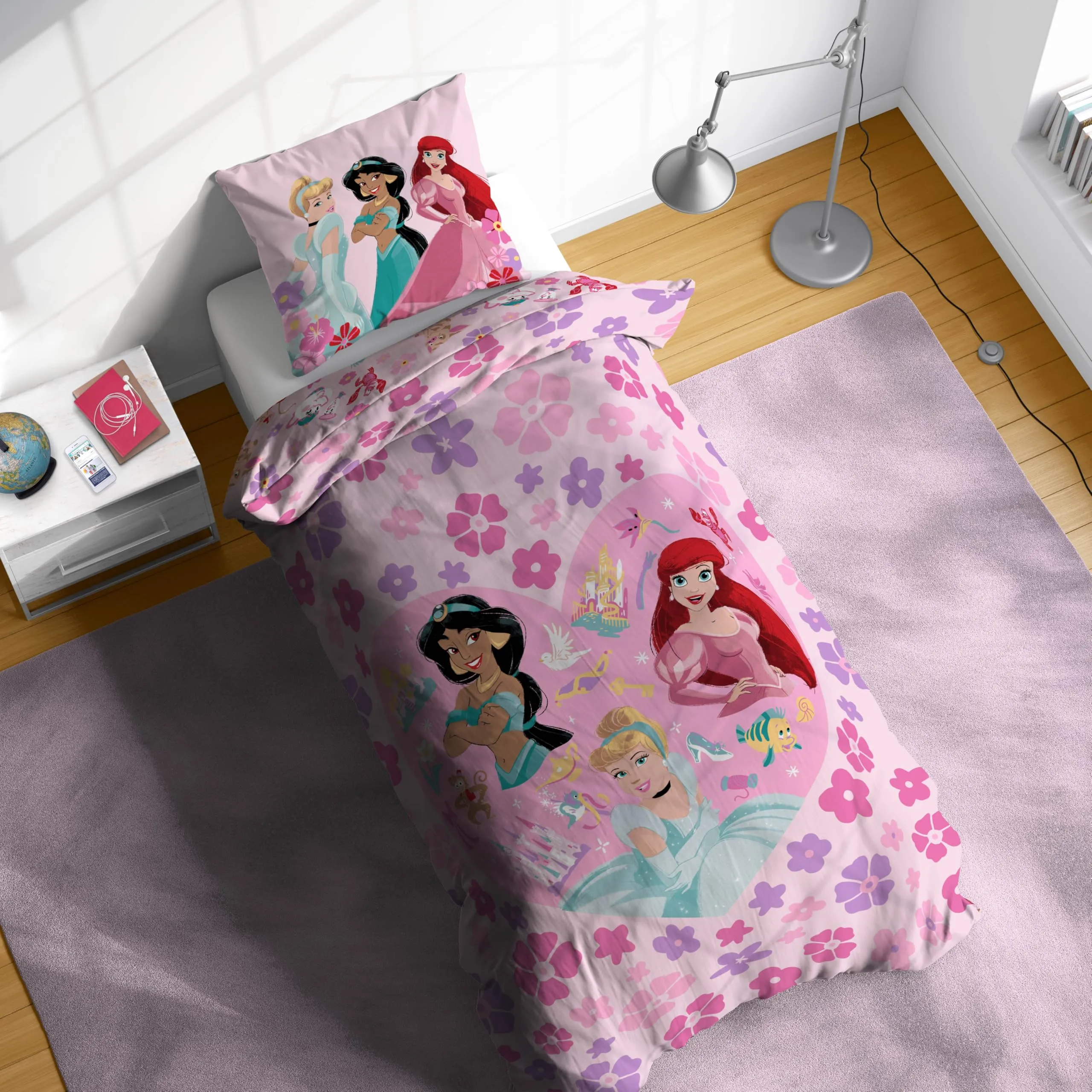 Jay Franco Disney Princess Bedding Set, 2 Piece, Single, Pink - immagine 2