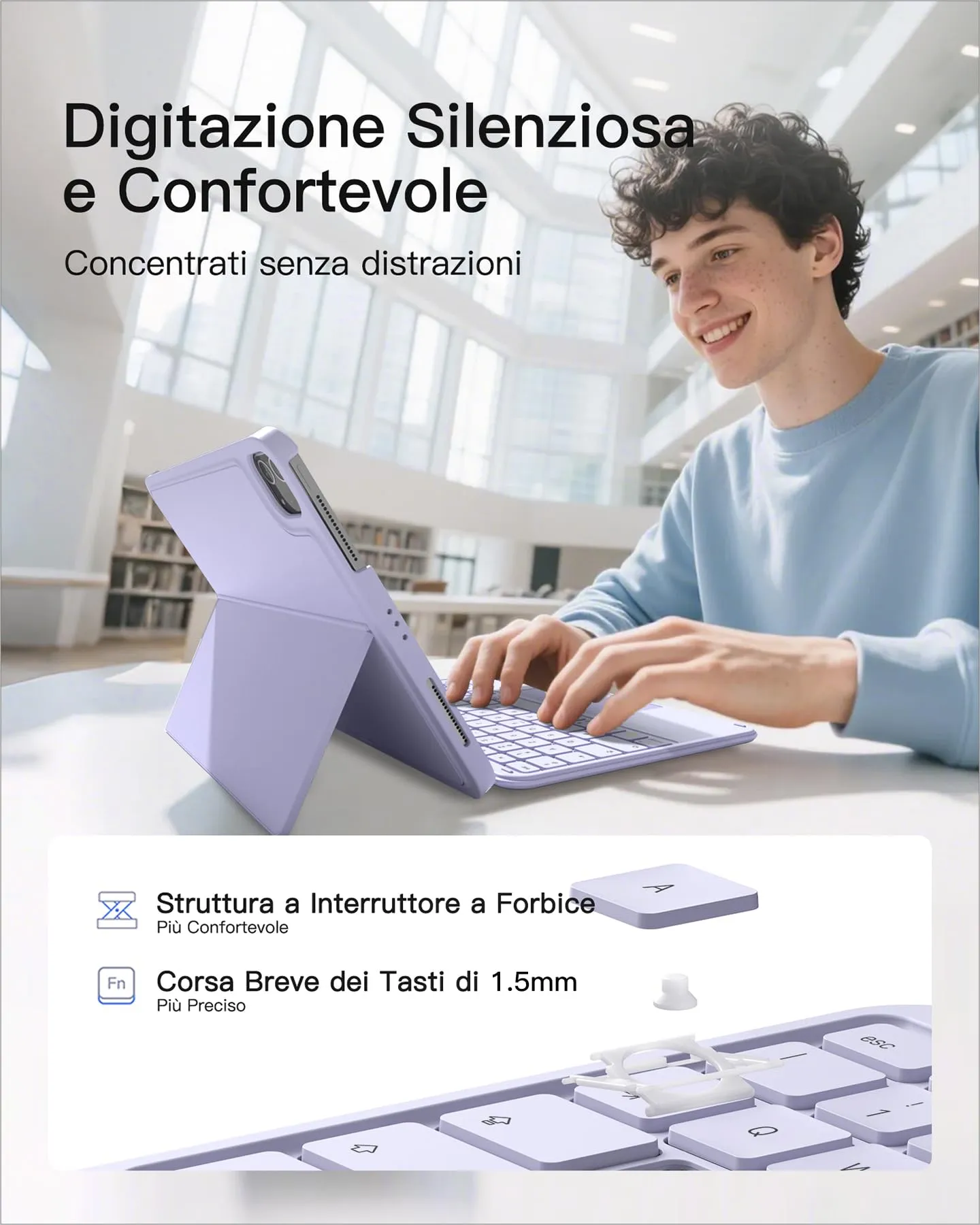 Inateck Custodia Tastiera per iPad A16, 10a Gen, Ultraleggera 450g - immagine 6
