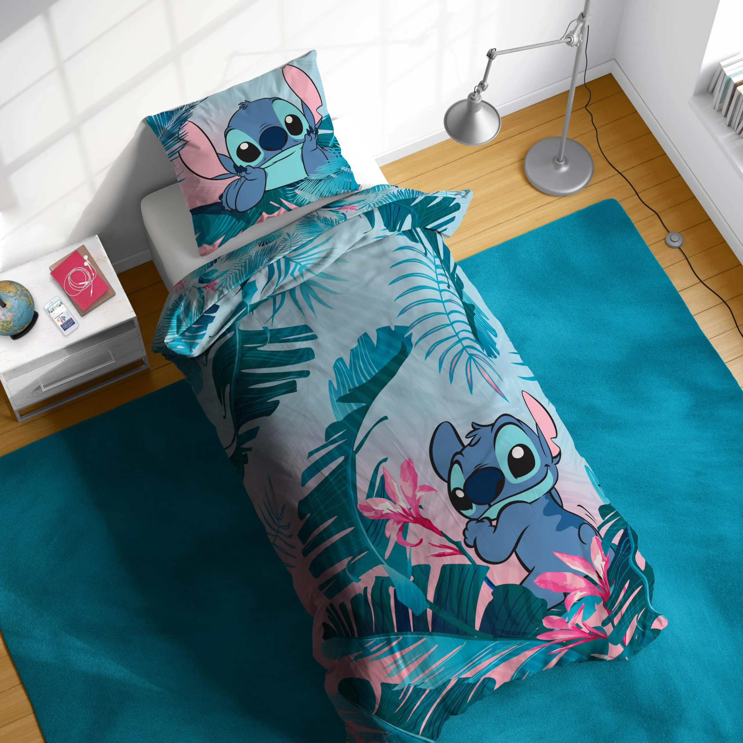 Jay Franco Disney Lilo and Stitch Duvet Cover Set, 2 Piece, Single, Multicolore - immagine 2