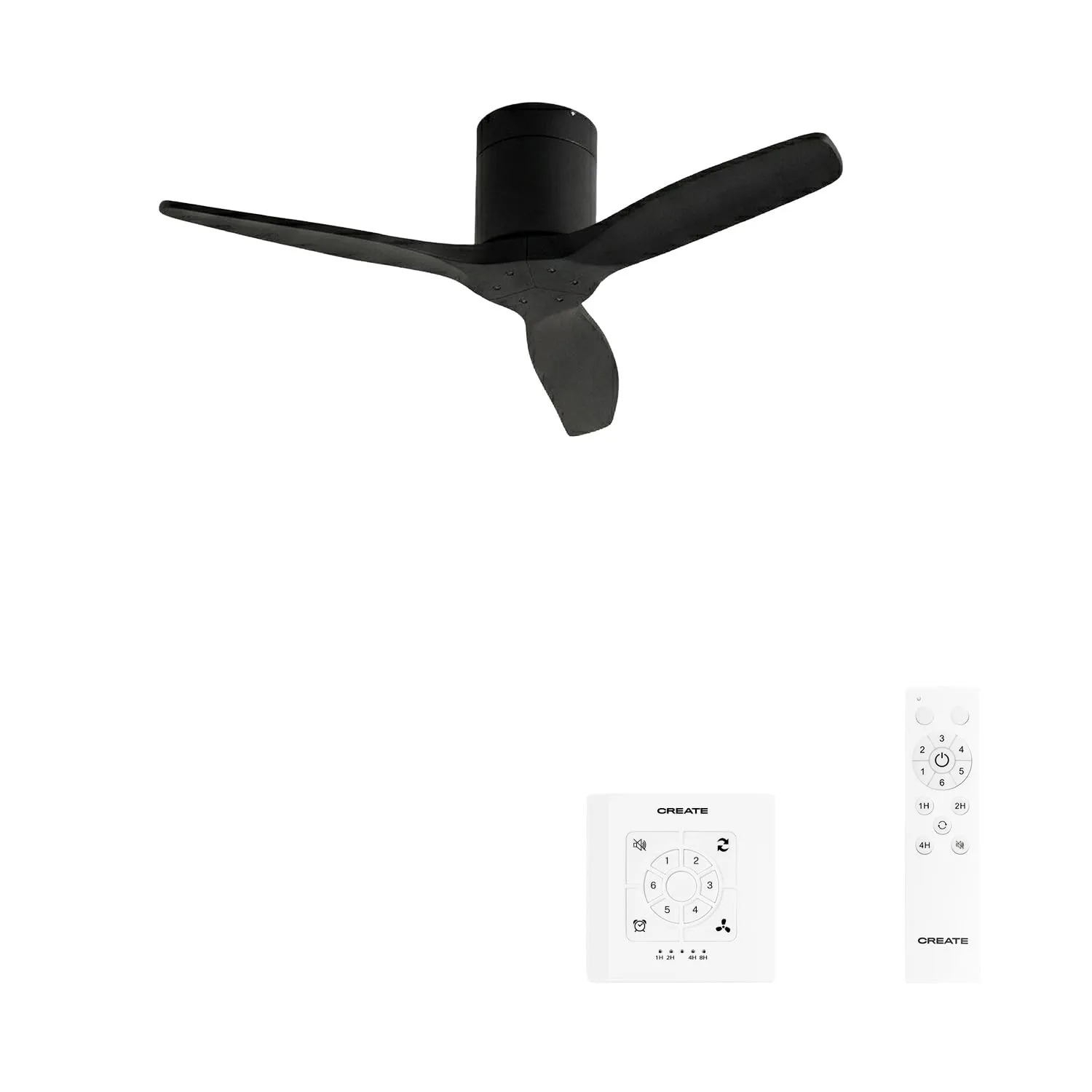 CREATE Windcalm Ventilatore da soffitto ABS, Nero, 40W, Ø112 cm, 6 velocità, telecomando, funzione estate-inverno - immagine 1