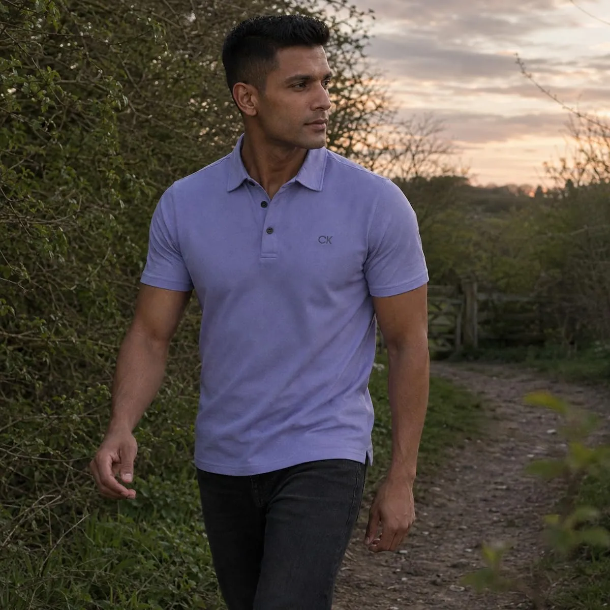 Calvin Klein Uomo Polo Central Eco Light Wicking - Lillà - 4XL - immagine 3