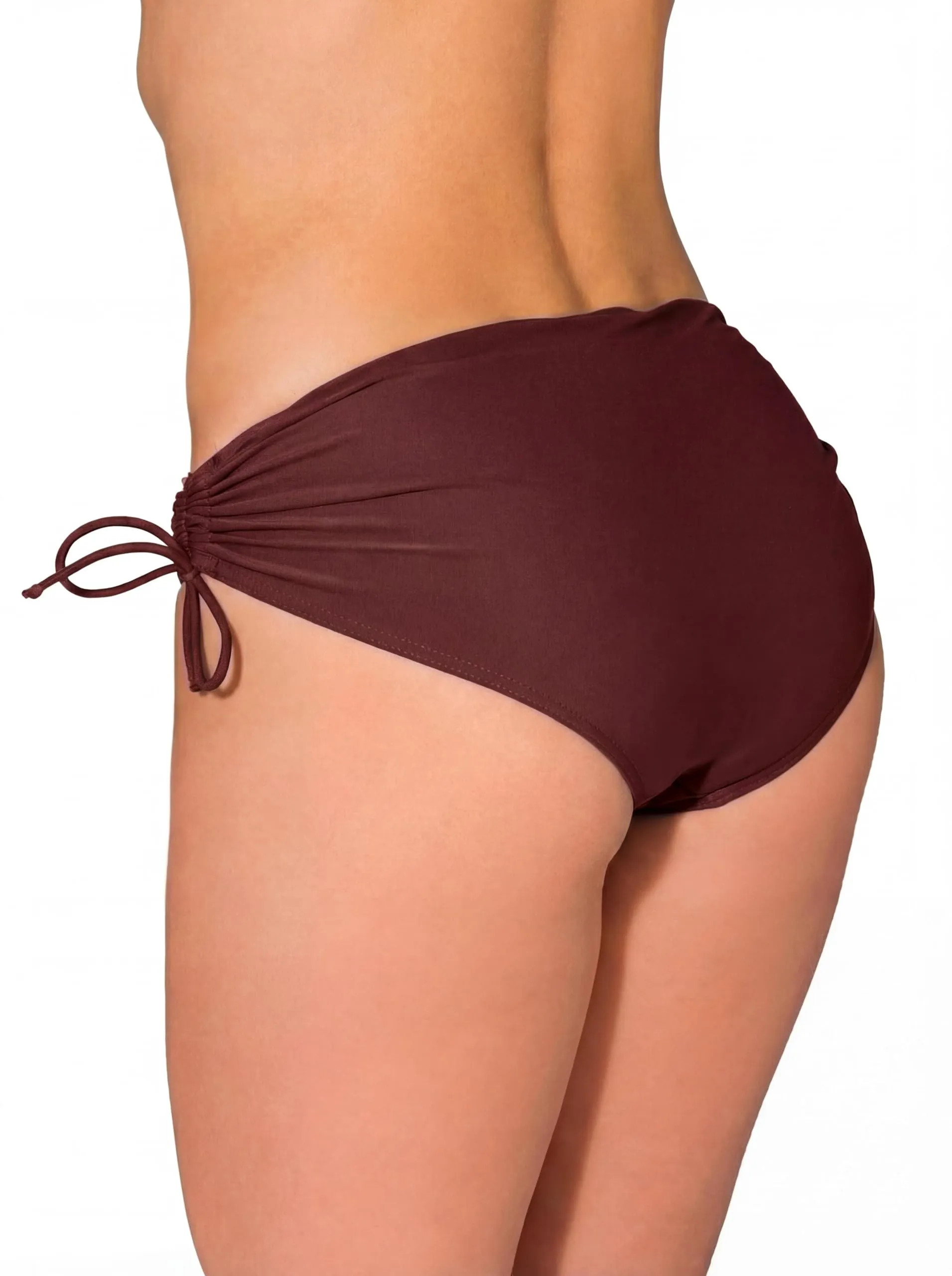 Aquarti Slip Costume Donna con Laccetti, Marrone Cioccolato, 50 - immagine 2