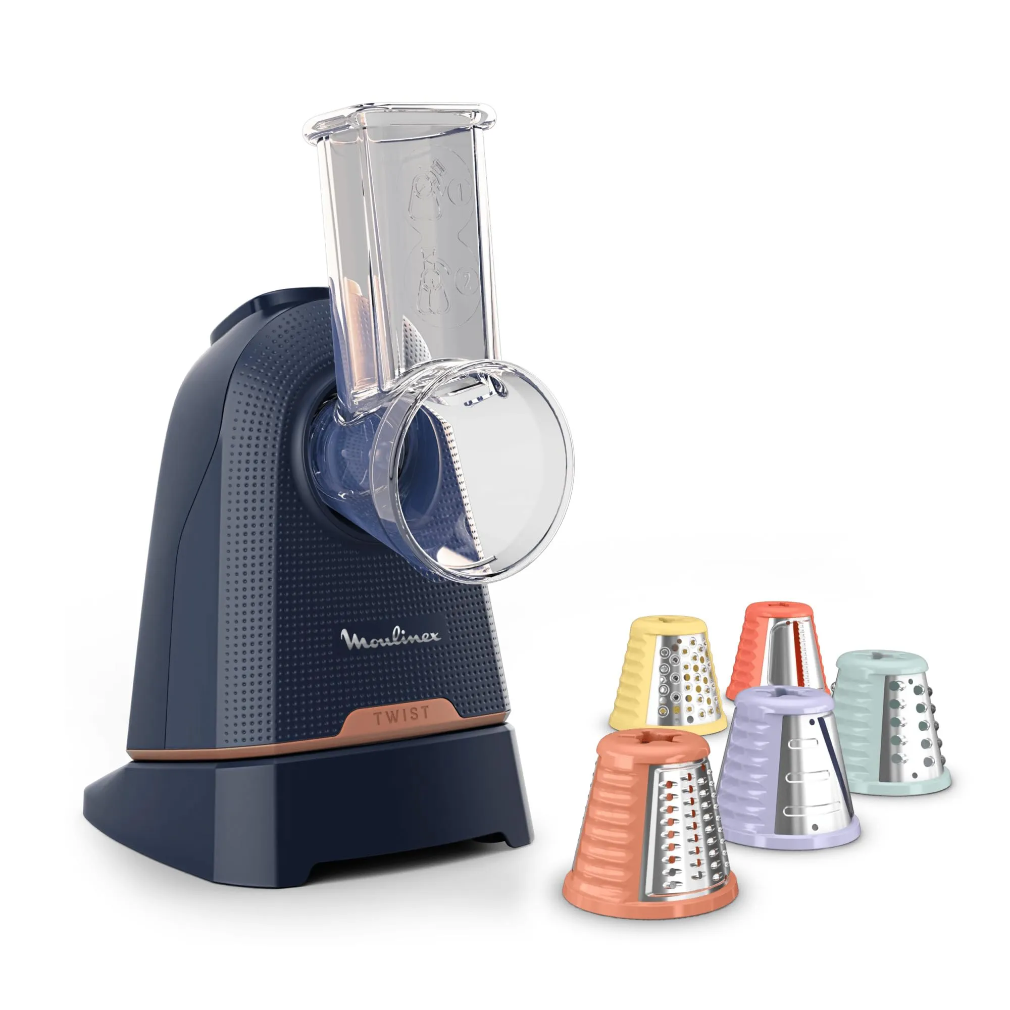 Moulinex Fresh Express Twist 5-in-1 Electric Food Chopper, Direct Serve System, Blue, DK8654 - immagine 1